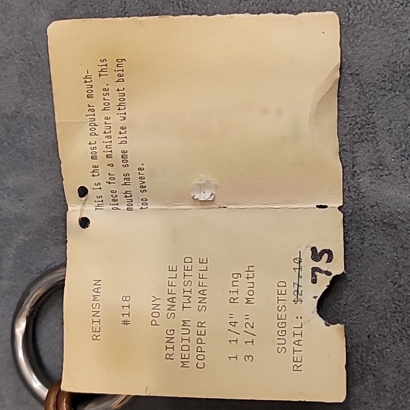 Reinsman Pony Snaffle Horse Bit #118 Mini Ring Snaffle Twisted Wire Copper - Picture 5 of 5